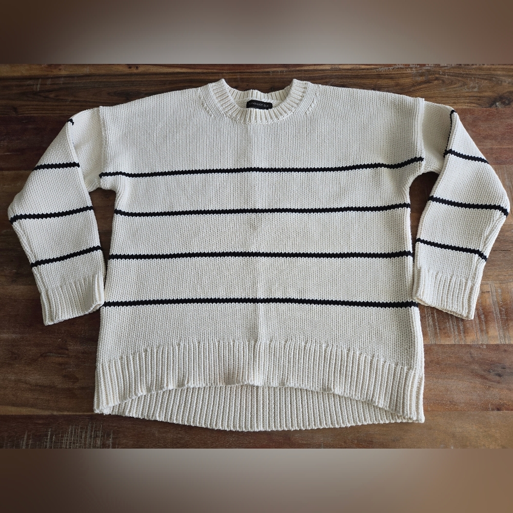 Banana Republic Cream and Black Striped Sweater